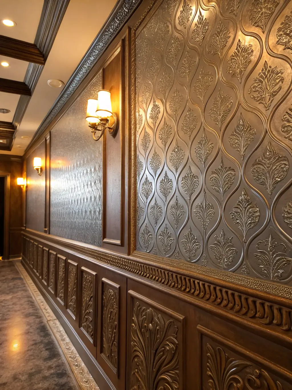 A textured wall with a custom finish, highlighting the texturing service offered by Sotos Drywall Solutions LLC to add character and depth to interior spaces.